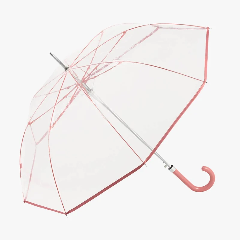 Clear Automatic Walking Umbrella - Coloured Border | Transparent POE | Windproof | 99cm Canopy