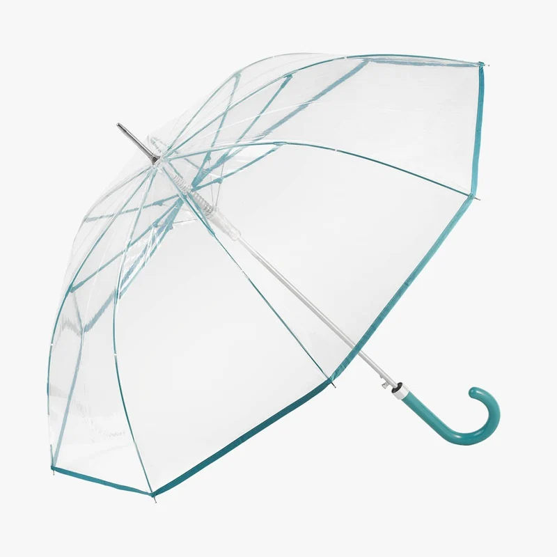 Clear Automatic Walking Umbrella - Coloured Border | Transparent POE | Windproof | 99cm Canopy