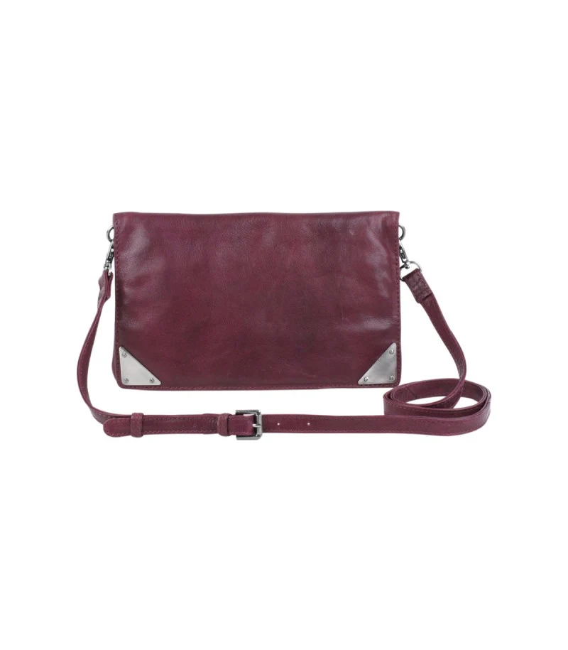 Markberg 'Lala' Wine Red Cross Body Leather Clutch