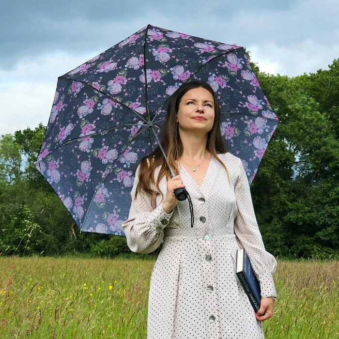 Fulton Minilite Folding Umbrella - Delicate Floral | Compact Handbag Size | Wind Resistant