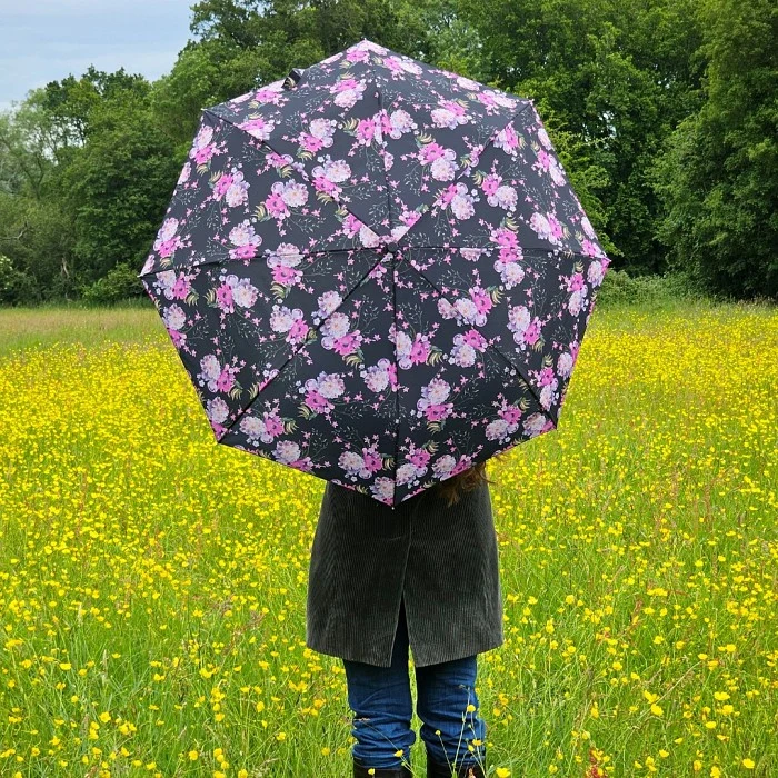 Fulton Minilite Folding Umbrella - Delicate Floral | Compact Handbag Size | Wind Resistant