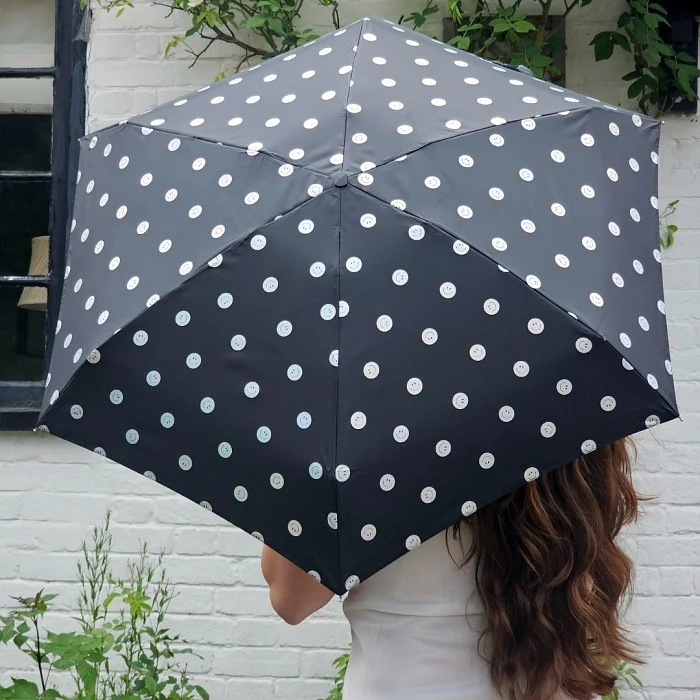 Fulton Tiny Compact Folding Umbrella - Smiley Spot | Pocket Size 15cm | Just 160g