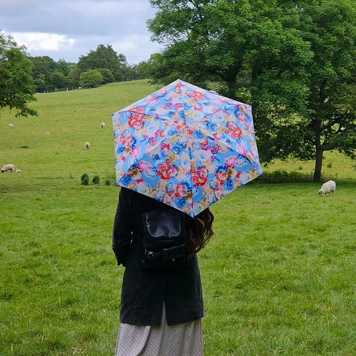 Fulton Tiny Compact Folding Umbrella - Pretty Peony | Pocket Size 15cm | Just 160g