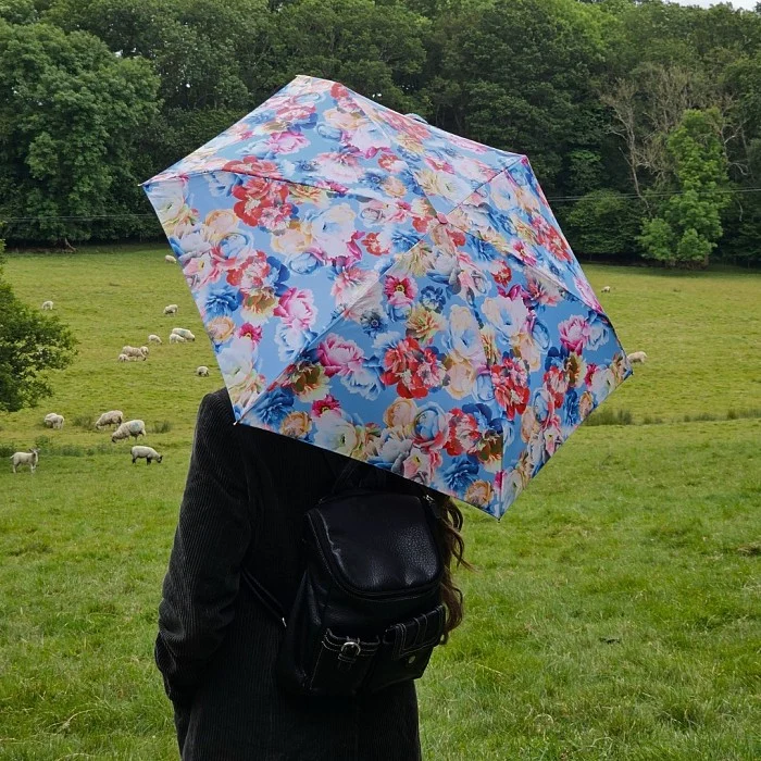 Fulton Tiny Compact Folding Umbrella - Pretty Peony | Pocket Size 15cm | Just 160g
