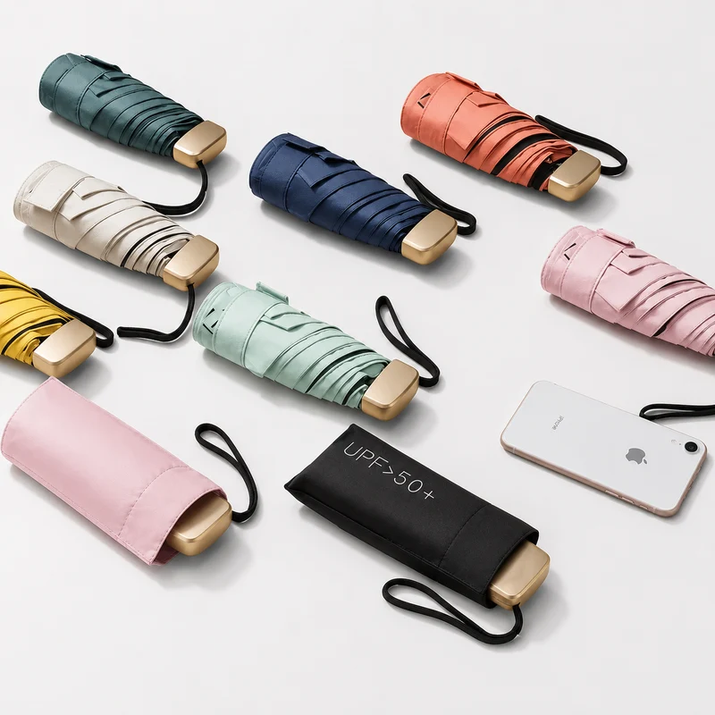 UW UPF 50+ Compact Flat Travel Umbrella | Sun & Rain Protection | 93cm Canopy | Just 173g