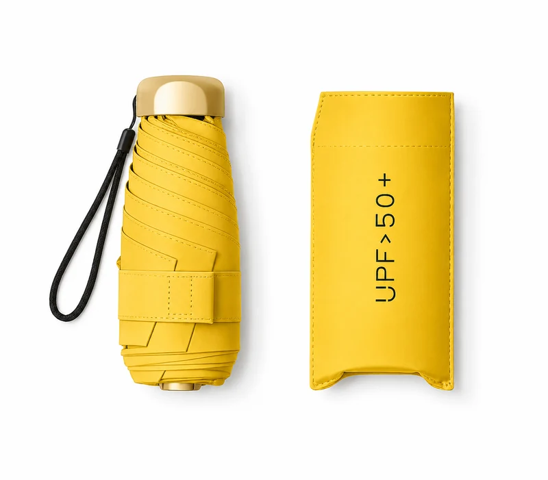 UW UPF 50+ Compact Flat Travel Umbrella | Sun & Rain Protection | 93cm Canopy | Just 173g