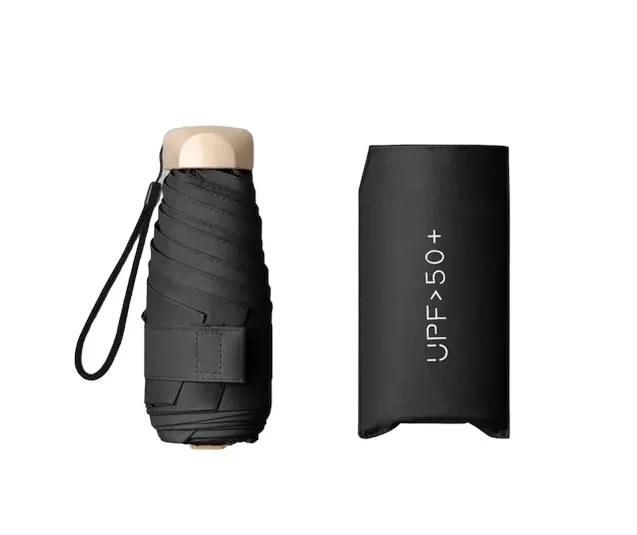 UW UPF 50+ Compact Flat Travel Umbrella | Sun & Rain Protection | 93cm Canopy | Just 173g
