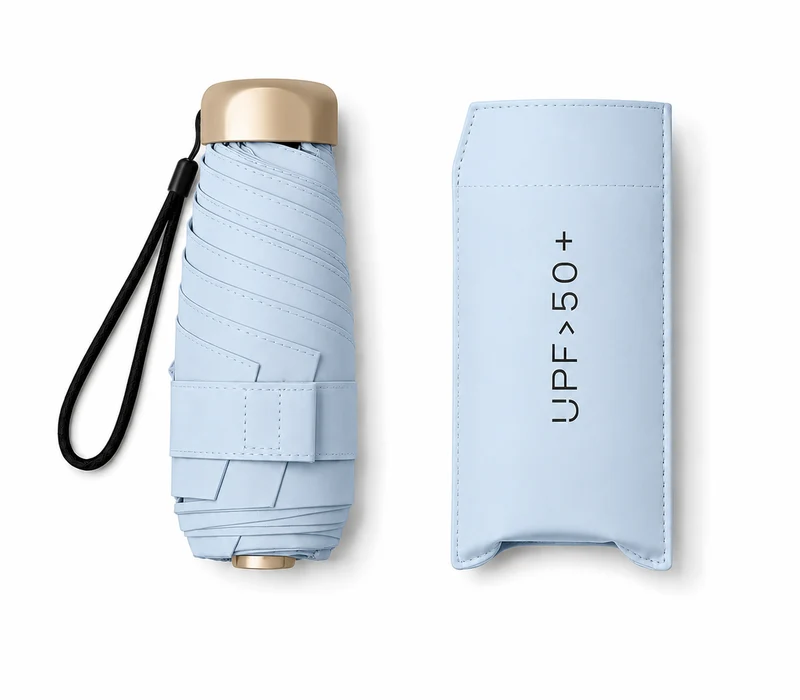 UW UPF 50+ Compact Flat Travel Umbrella | Sun & Rain Protection | 93cm Canopy | Just 173g