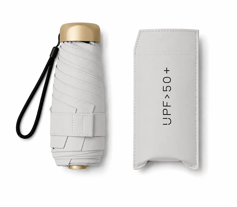 UW UPF 50+ Compact Flat Travel Umbrella | Sun & Rain Protection | 93cm Canopy | Just 173g