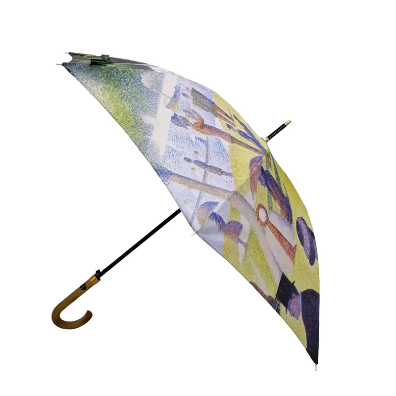 StormKing Auto Walking Artist Umbrella - Seurat La Grande Jatte | Fibreglass Frame | Wood Handle | 100cm