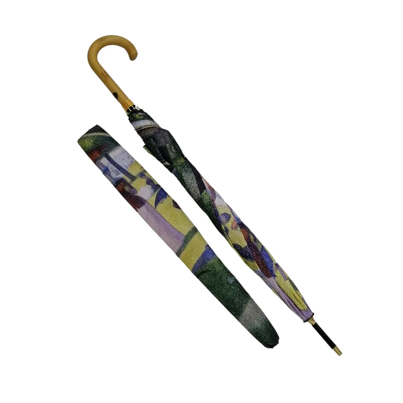 StormKing Auto Walking Artist Umbrella - Seurat La Grande Jatte | Fibreglass Frame | Wood Handle | 100cm