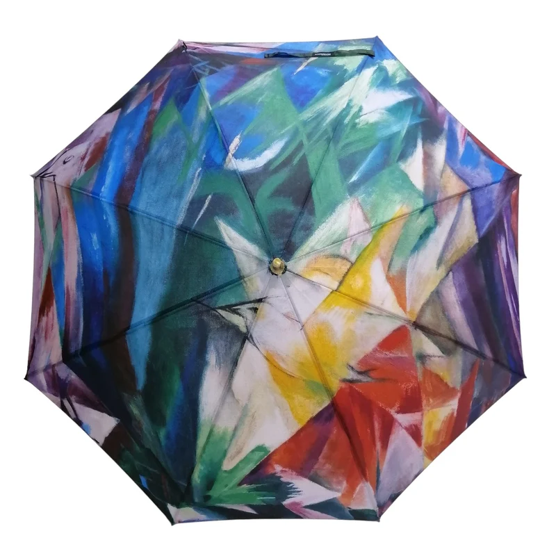 StormKing Auto Walking Artist Umbrella - Franz Marc Birds | Fibreglass Frame | Wood Handle | 100cm