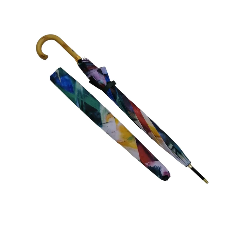 StormKing Auto Walking Artist Umbrella - Franz Marc Birds | Fibreglass Frame | Wood Handle | 100cm