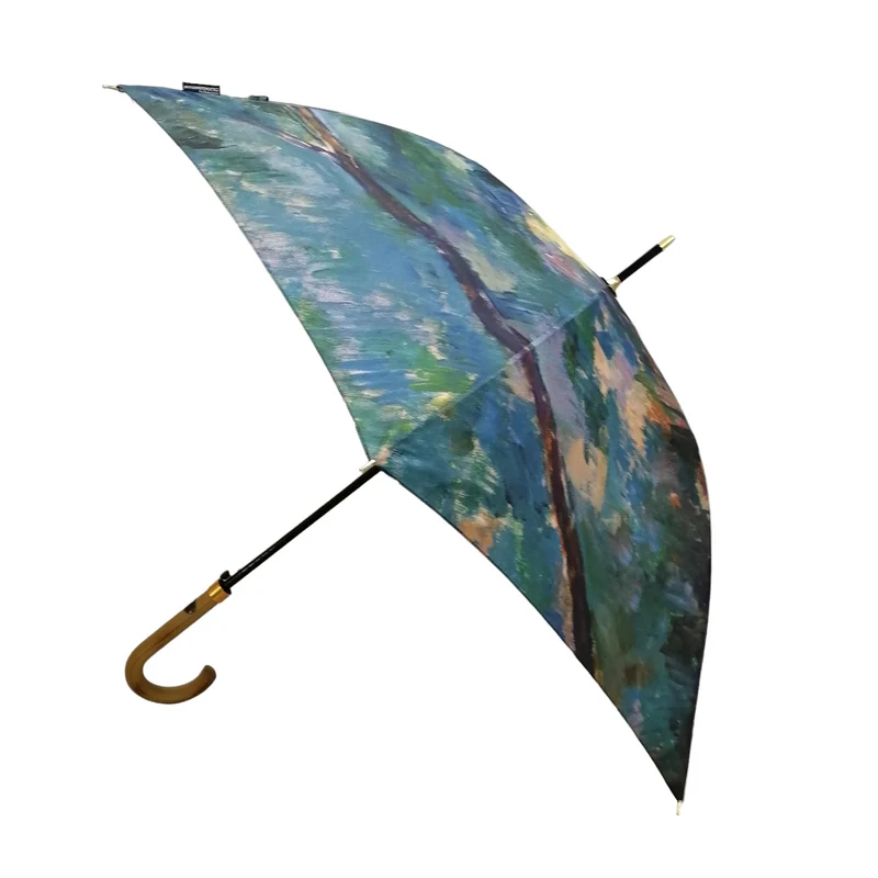 StormKing Auto Walking Artist Umbrella - Cézanne The Brook | Fibreglass Frame | Wood Handle | 100cm