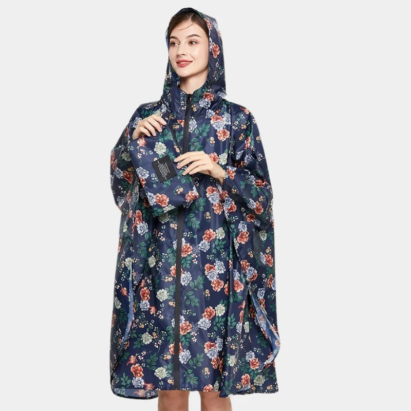 Poncho Pluie Fleuri Femme