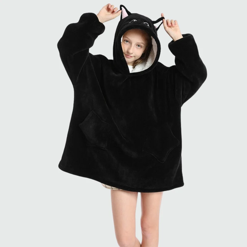 Sweat Plaid Enfant Chat Noir