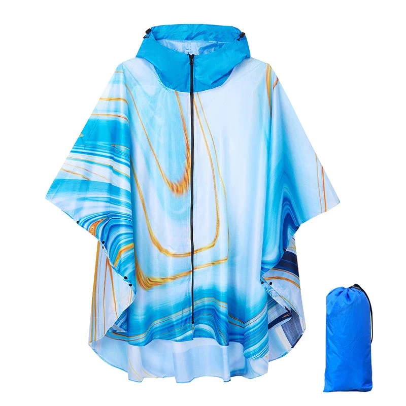 Poncho Pluie Femme Bleu & Doré