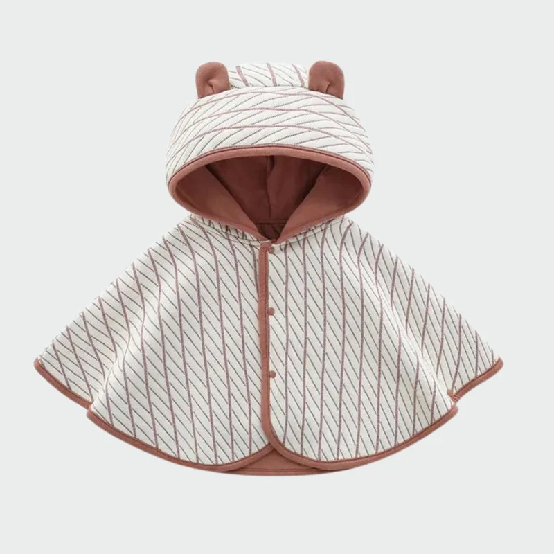 Poncho Bébé Marron & Blanc