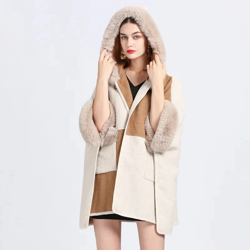 Poncho Cape Fourrure Femme