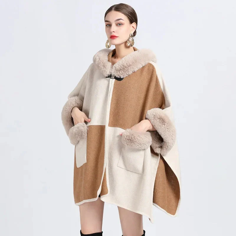 Poncho Cape Fourrure Femme