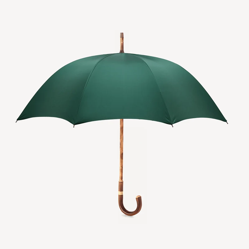 Parapluie pour homme en châtaignier poli - Vert jaguar