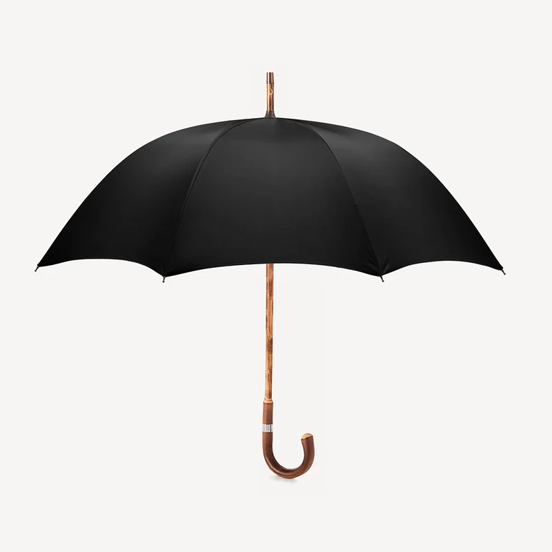 Parapluie pour homme en châtaignier poli - Noir