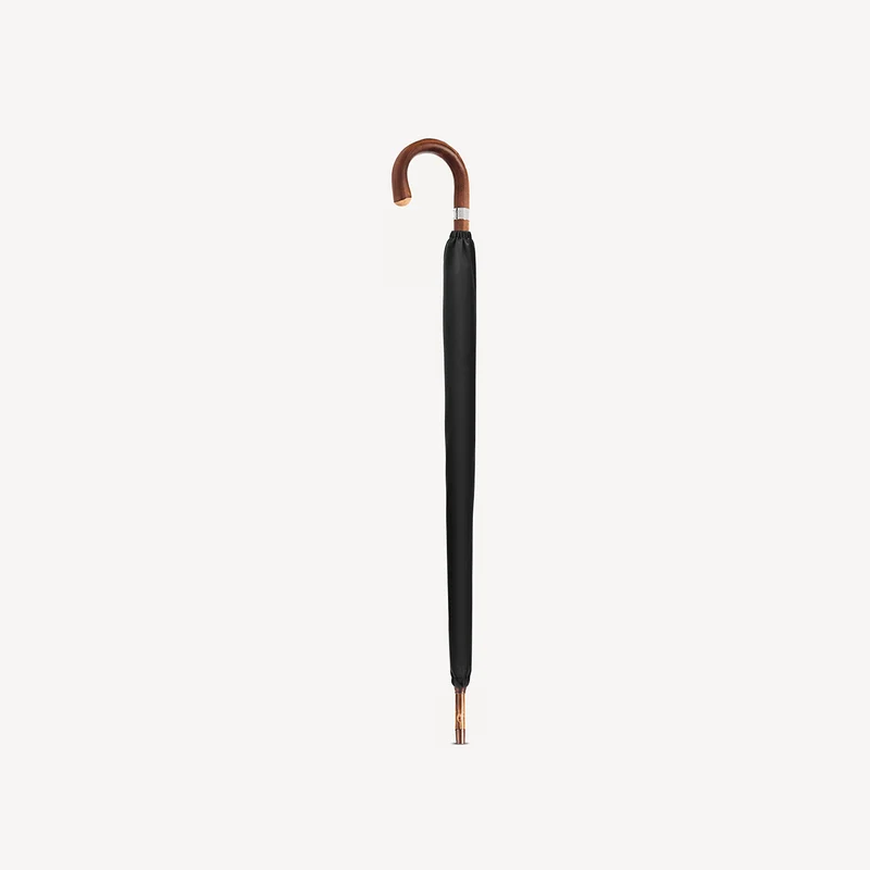 Parapluie pour homme en châtaignier poli - Noir