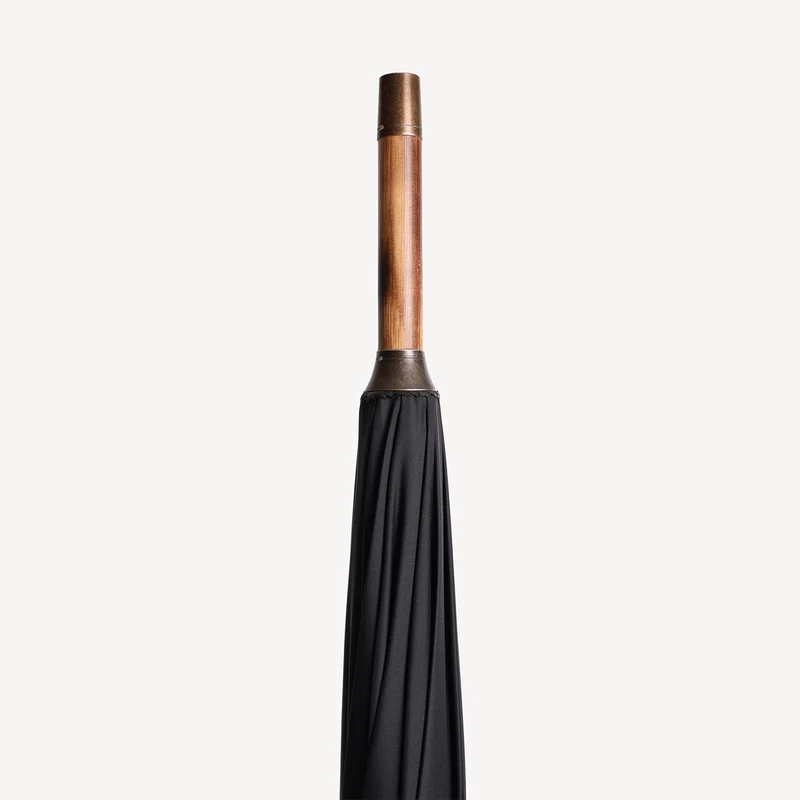 Parapluie pour homme en châtaignier poli - Noir