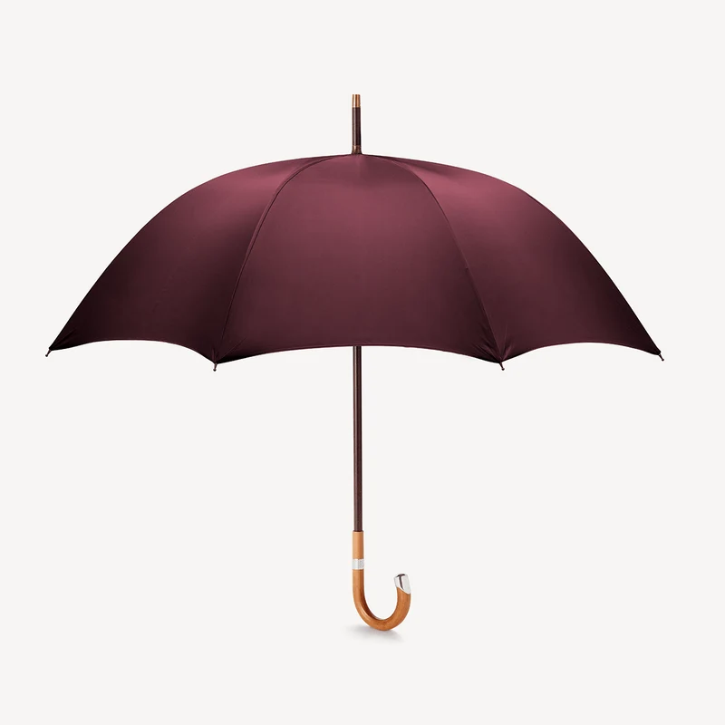 Parapluie Prince de Galles Malacca pour homme - Bordeaux (Argent)