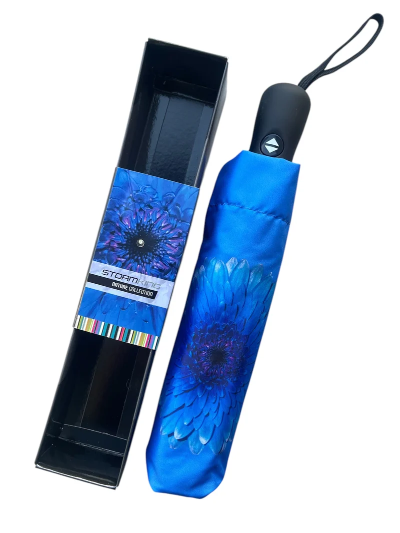 StormKing Auto Folding Nature Umbrella - Blue Daisy | Auto Open & Close | Gift Boxed | 103cm