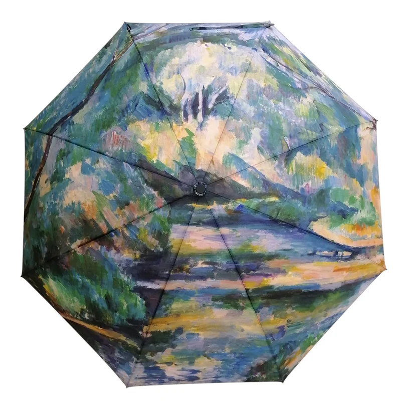 StormKing Auto Folding Artist Umbrella - Cézanne The Brook | Auto Open & Close | Gift Boxed | 103cm
