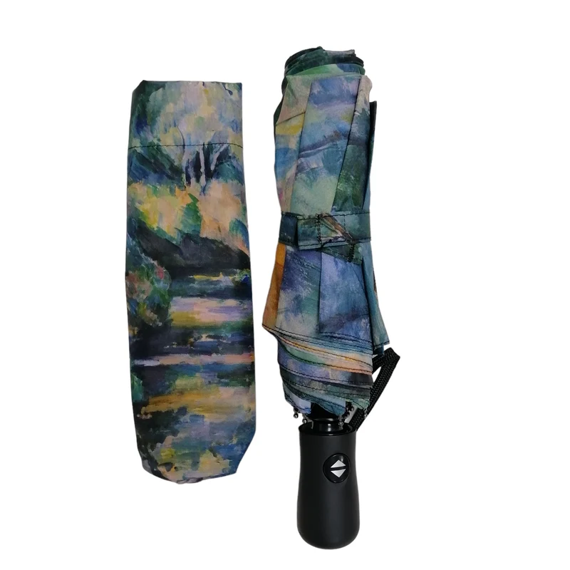 StormKing Auto Folding Artist Umbrella - Cézanne The Brook | Auto Open & Close | Gift Boxed | 103cm
