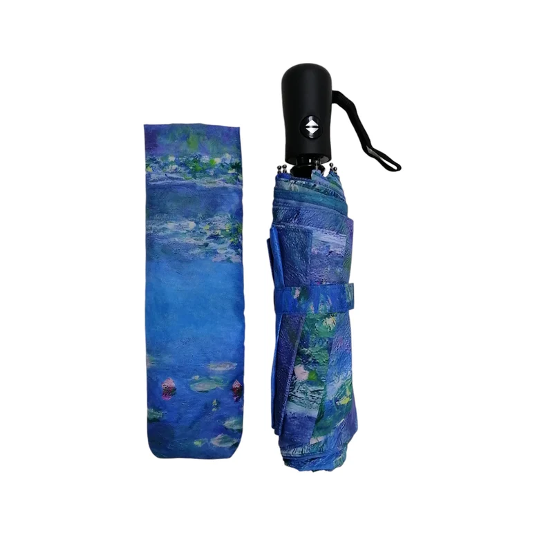 StormKing Auto Folding Artist Umbrella - Monet Water Lilies | Auto Open & Close | Gift Boxed | 103cm