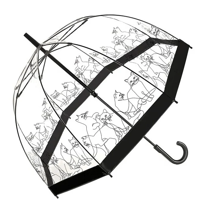 Fulton Birdcage Clear Dome Umbrella - Cats | Transparent Walking Umbrella | Wind Resistant
