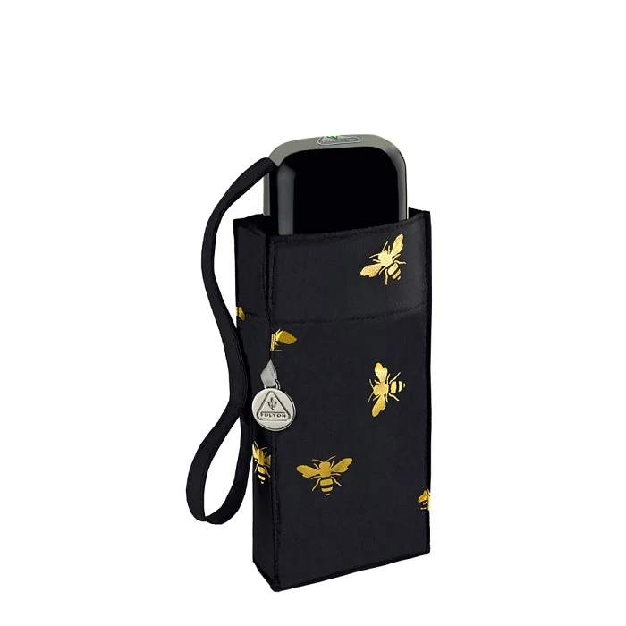 Fulton Tiny Compact Folding Umbrella - Gold Bees | Pocket Size 15cm | Just 160g