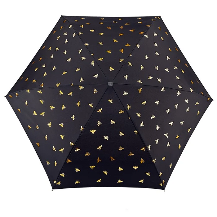 Fulton Tiny Compact Folding Umbrella - Gold Bees | Pocket Size 15cm | Just 160g