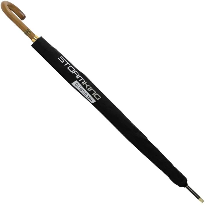 Stormking Classic 100 Black Vented City Umbrella | Wood Crook Handle | Fibreglass Frame | 105cm