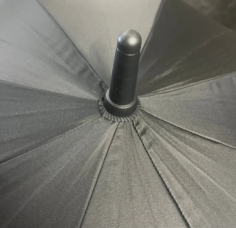 The Zeta Pro Auto Large Walking Umbrella - Black | Full Fibreglass | Windproof | 120cm Canopy