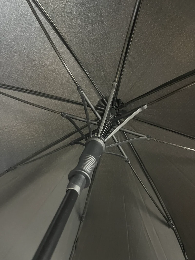 The Zeta Pro Auto Large Walking Umbrella - Black | Full Fibreglass | Windproof | 120cm Canopy