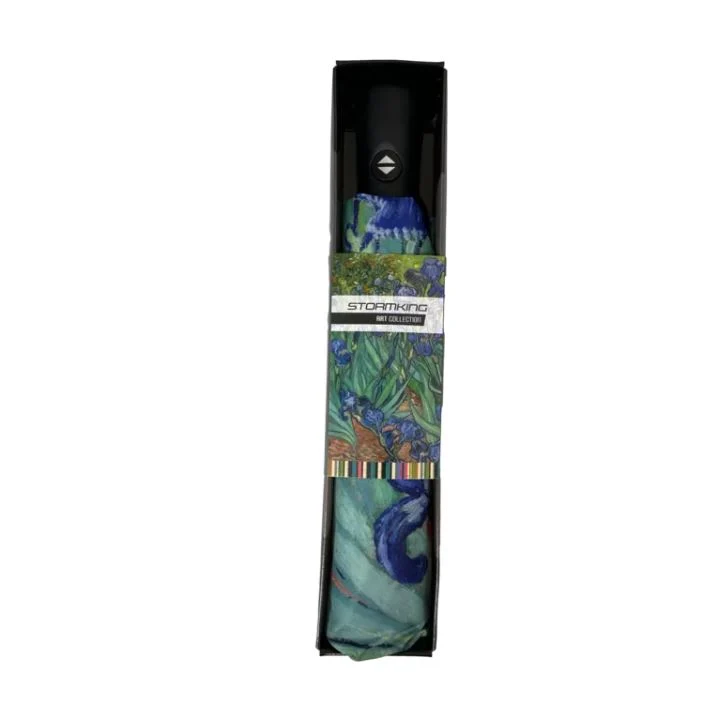StormKing Auto Folding Artist Umbrella - Van Gogh Irises | Auto Open & Close | Gift Boxed | 103cm