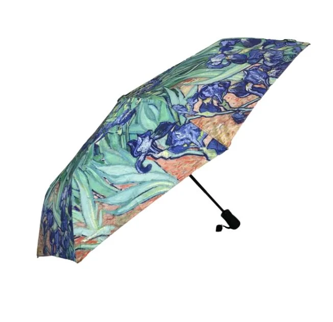 StormKing Auto Folding Artist Umbrella - Van Gogh Irises | Auto Open & Close | Gift Boxed | 103cm