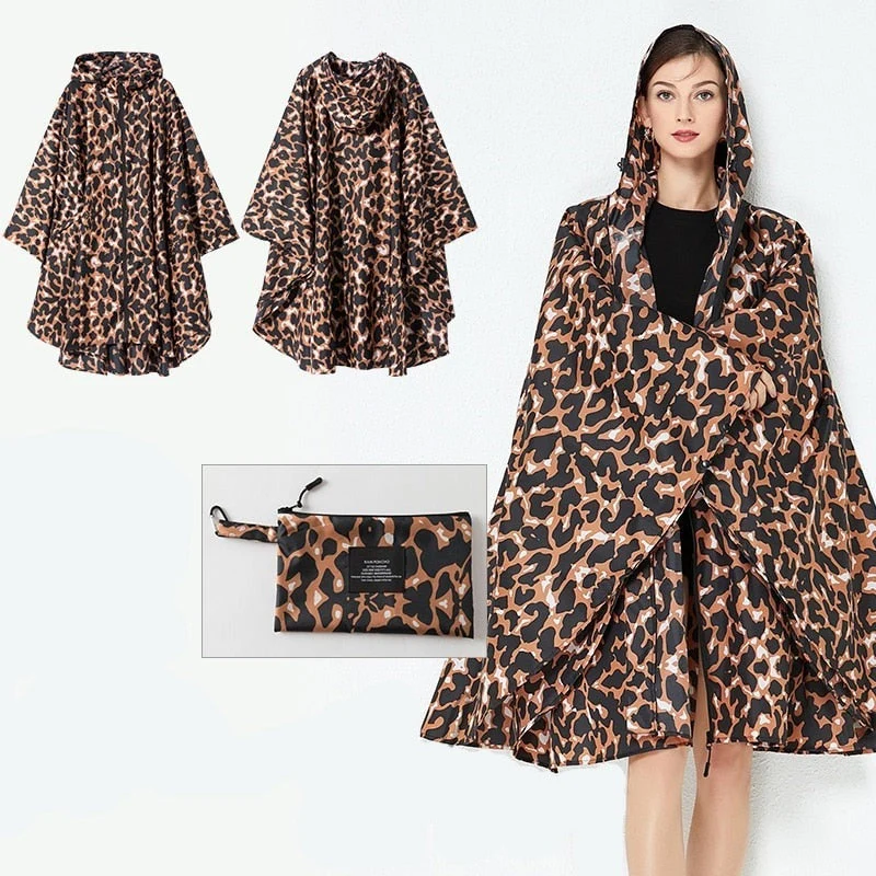 Poncho Pluie Léopard Femme