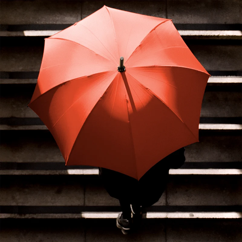 Parapluie en noyer pour homme - Orange