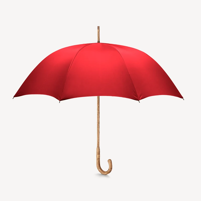 Parapluie en noyer pour homme - Rouge