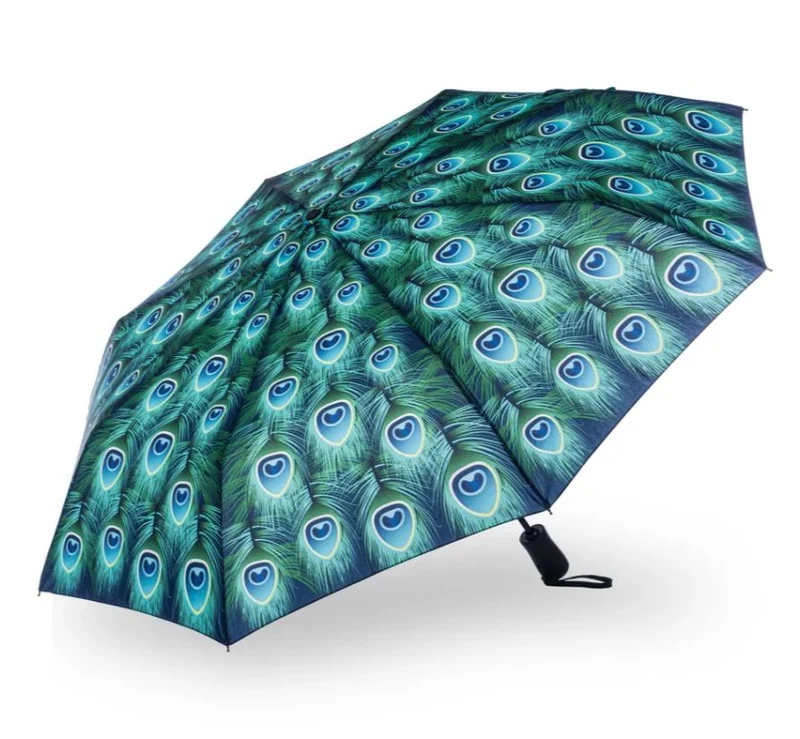 StormKing Auto Folding Nature Umbrella - Peacock | Auto Open & Close | Gift Boxed | 103cm