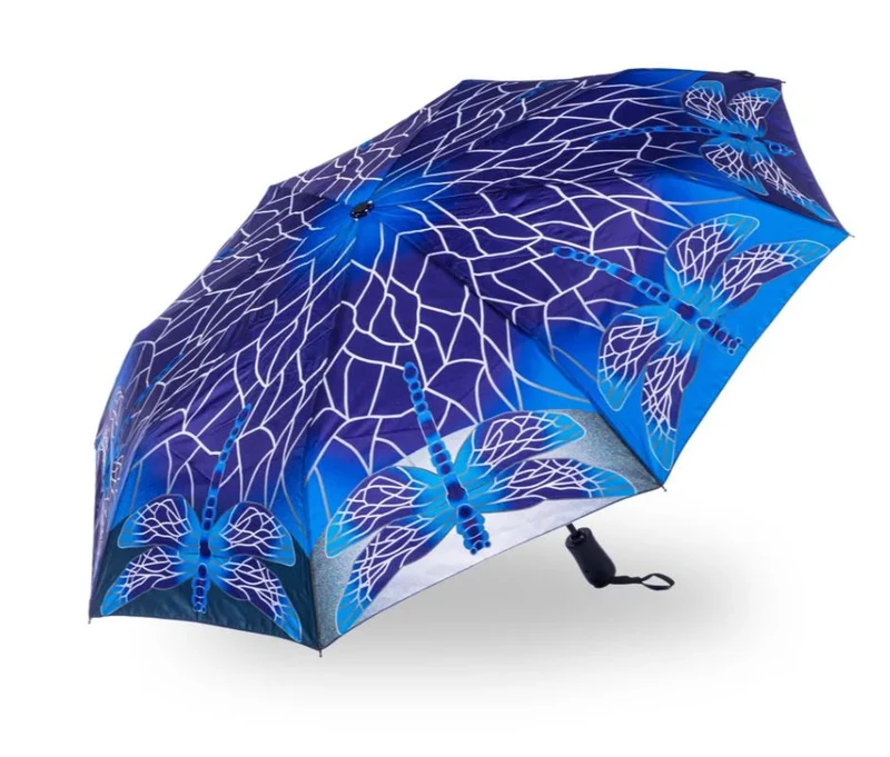 StormKing Auto Folding Nature Umbrella - Stained Glass Dragonfly | Auto Open & Close | Gift Boxed | 103cm