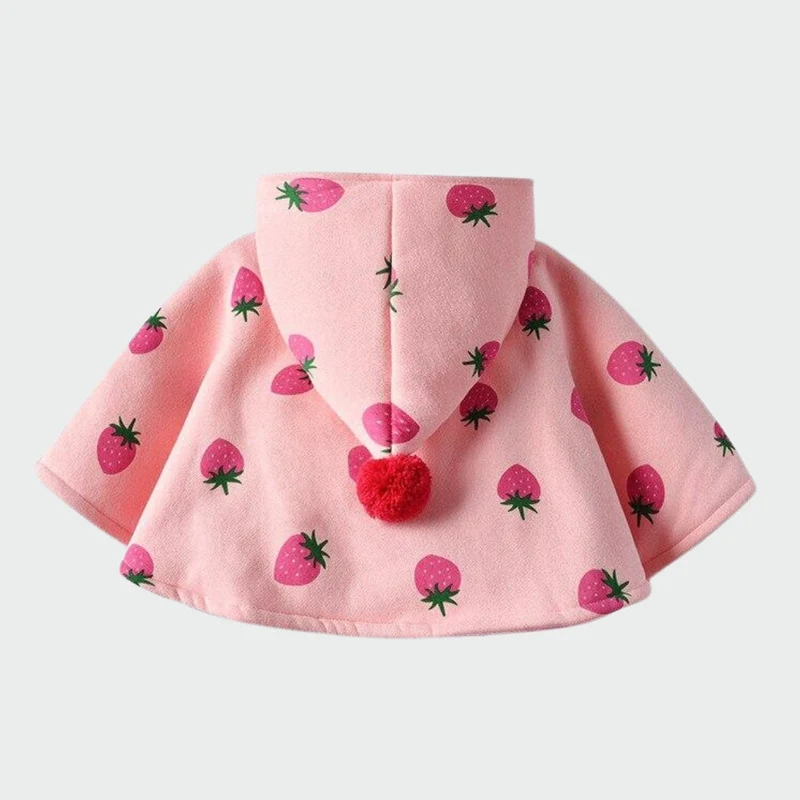 Poncho Fille Rose Fraise