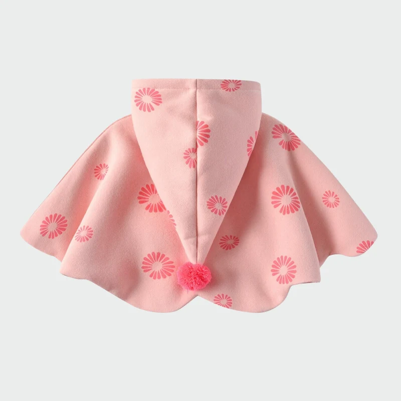 Poncho Fille Rose Capuche