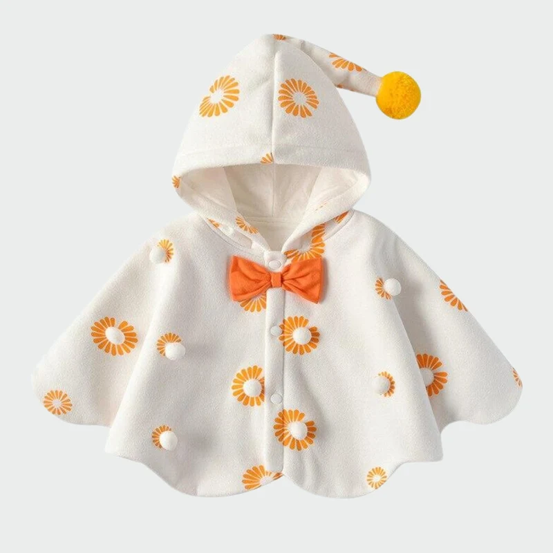 Poncho Fille Blanc Capuche