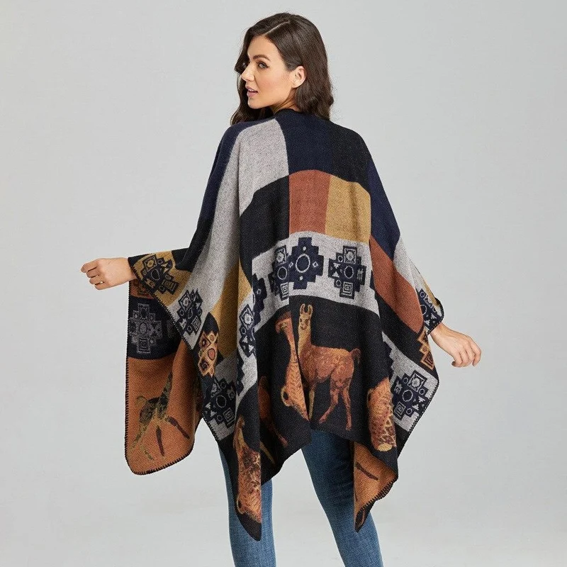 Poncho Marron Femme